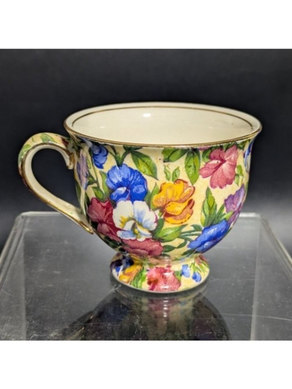 Royal Winton Grimwades Sweet Pea Chintz Floral Tea Cup Vintage Collectible Demi